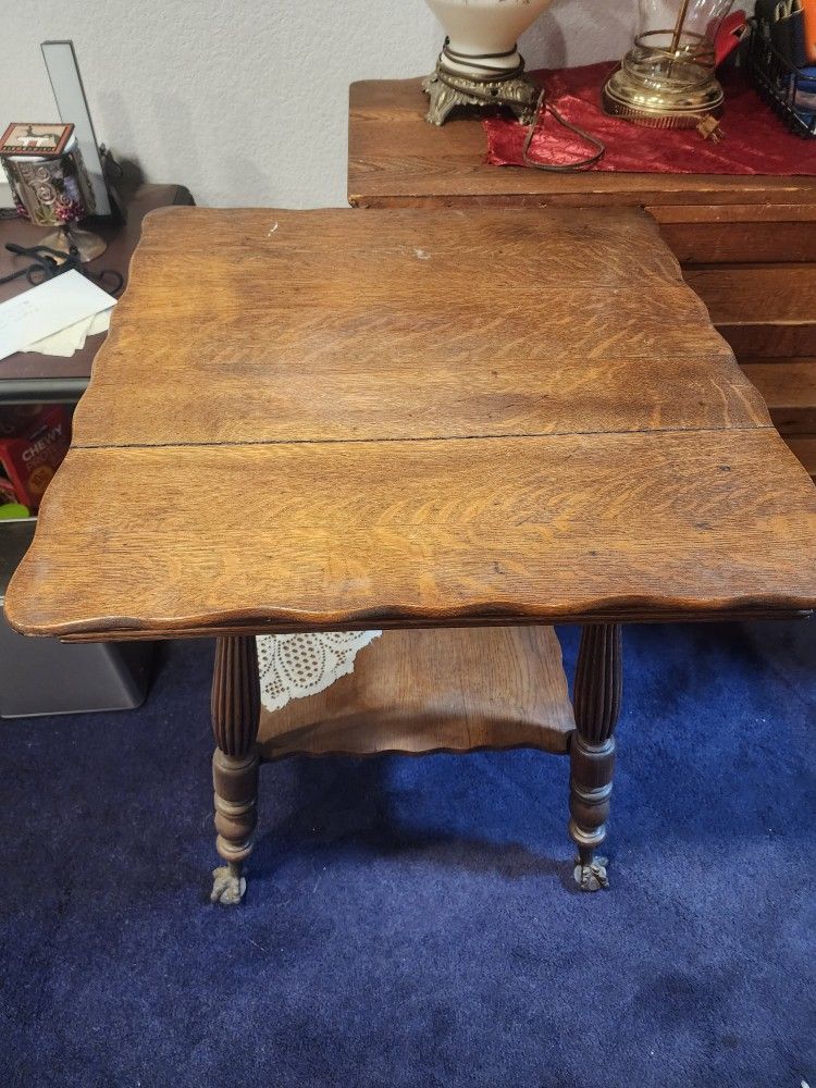 Antique Table Glass Marble Leg
