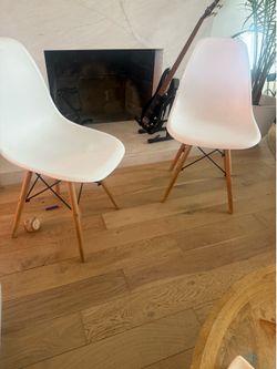 (2) mid century modern dining chairs plastic shell