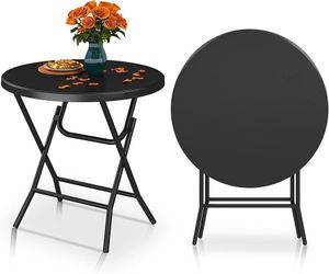 ES294 $60 2 tables 32 Inch Round Folding Table for Outdoor/Indoor, Lightweight Foldable Table w/Thick Table Top and Sturdy Metal Frame, Ideal for Pati