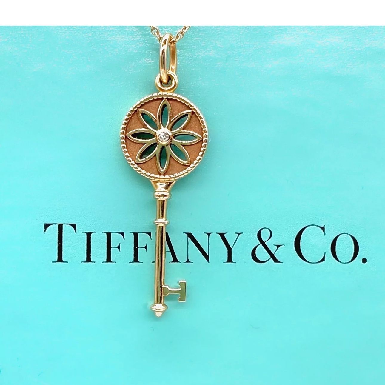 Tiffany & Co. Daisy Key Diamond Pendant Necklace 18kt Rose Gold