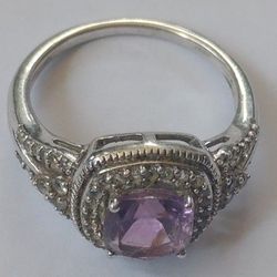 Amethyst Genuine Solid Silver Ring