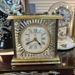 Vintage Brass Crystal Carriage Clock