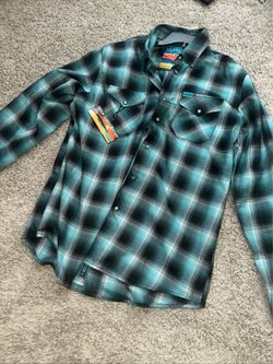 Dixxon Flannel Company LT Flannel NWT Cyan/Black/White