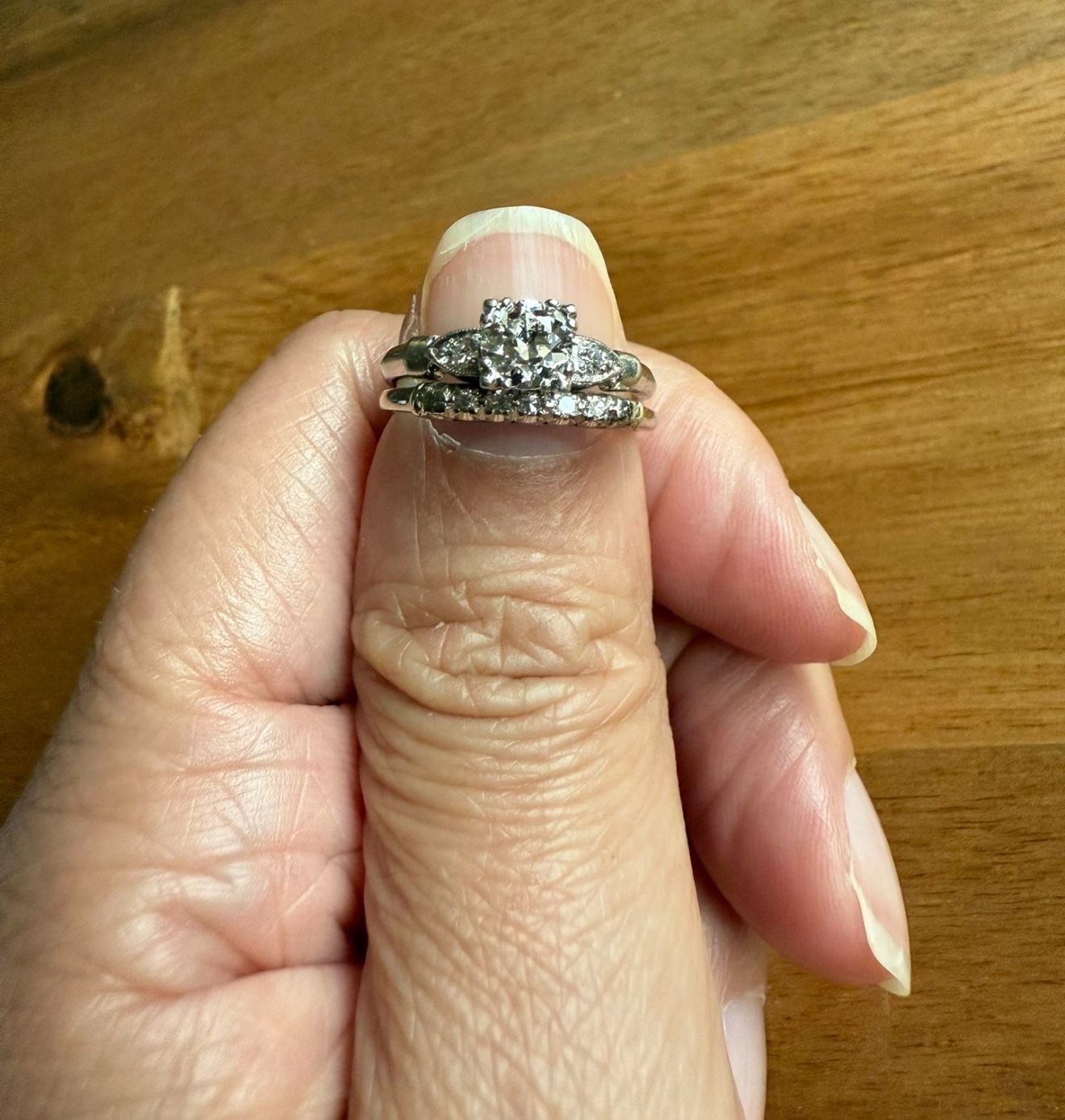 Vintage Wedding Ring & Engagement Ring Set - Size 7