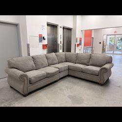 GREY SUEDE COUCH 