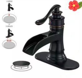 BWE Waterfall Single Hole Single-Handle Low-Arc Bathroom Faucet With Pop-up Drain Assembly in Oil Rubbed Bronze