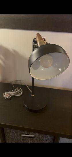 Modern industrial table lamp with USB port
