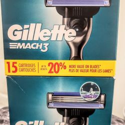 Gillette Mach3 Razors Brand New In 2 New  Boxes  Each Box Captains 15 Razors Cartridges So 30 Cartridges Total Each Box Has 15 Razors A Boxs For 