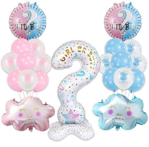 Ballons Gender Reveal Baby Shower Decor. 21pcs Set.