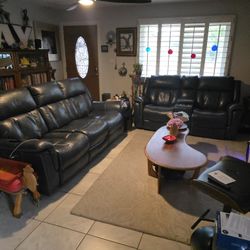 Top Grain Leather Power Sofa and Loveseat 