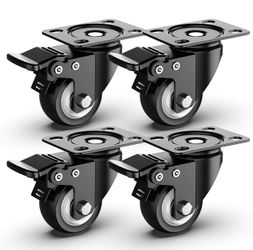 4 Pack 5 Inches Caster Wheels Locking Casters with Brake Swivel Plate Casters