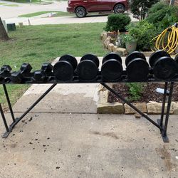 EXTREMELY heavy Duty Rack With Five Pairs Of Dumbbells