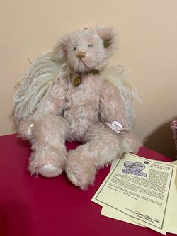 Annette Funicello Angel teddy bear Faith COA. Signature 19 inch