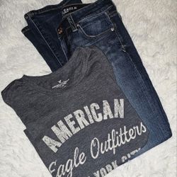 American Eagle Jeans/tshirt. 4/ S