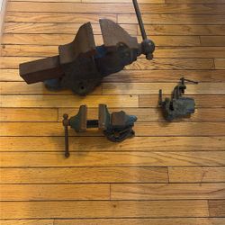 old worktop bench vices, working