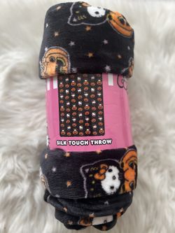 Hello Kitty Black Cat, Witch Halloween Blanket. NEW