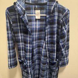 Boys Stripe Blue/black/ white Robe, Size 8/10, Gently Used