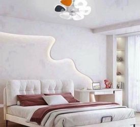 22 in. LED Indoor Dimmable White and Blue and Orange Smart Ceiling Fan Light with Remote and APP Control Oscillating Motor