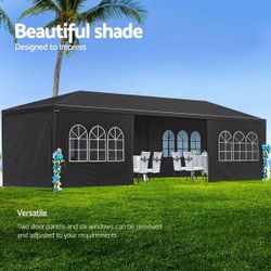 New 10 ft. × 30 ft. Canopy Tent Outdoor carport with 8 Removable Sidewalls-Black