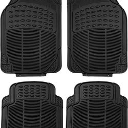 FH Group Automotive Floor Mats - Heavy-Duty Rubber, Universal Fit Full Set, ClimaProof, Trimmable For Most Cars, Sedan, SUV, Truck, Black

