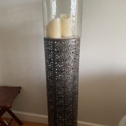 Pier 1 Metal And Glass Tall Floor Candle Stand