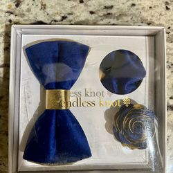 Endless Knot Velvet Bow Tie / Hanky / Lapel Flower Set