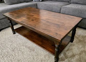 Solid Wood 2' x 4' Coffee Table with Storage Shelf