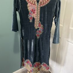 Girls Gray Velvet dress