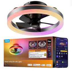 Govee Ceiling Fan with Lights, 20'' RGBIC Fandelier Ceiling Fan with Light