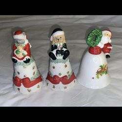 Christmas Bells Dog cat Santa Ornaments ceramic