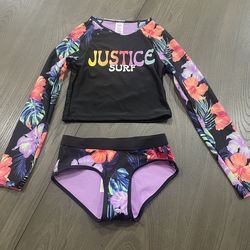 Justice Rash guard swimsuit set