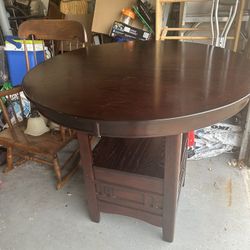 Benjara Wooden Counter Height Table, Brown