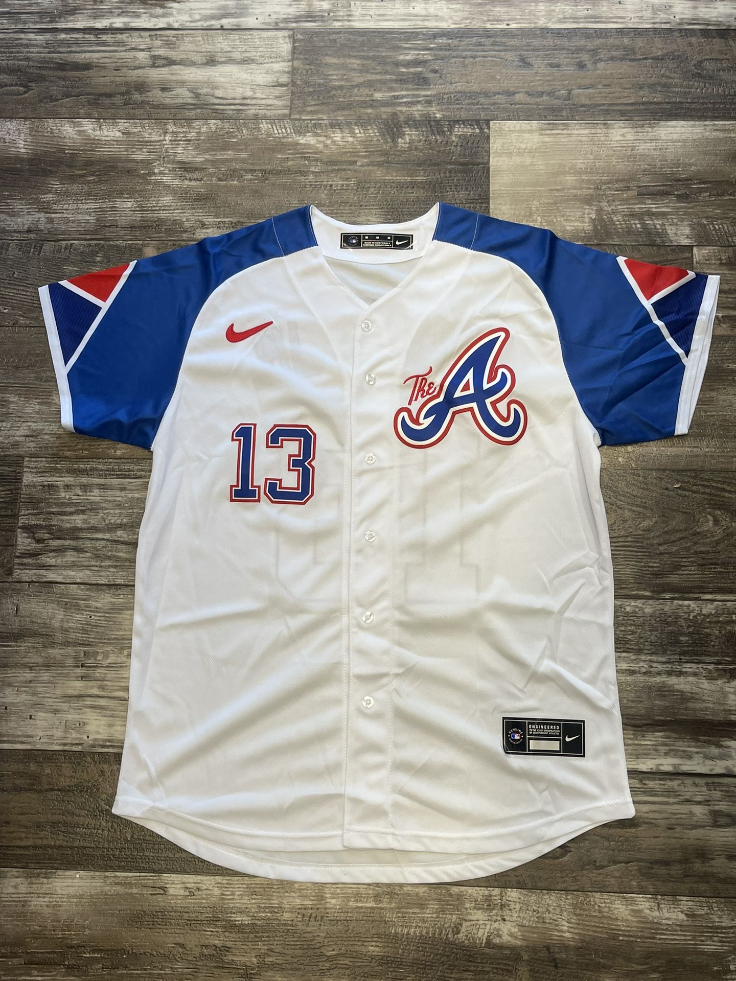 Ronald Acuna Jr (sizes In Description) City Connect Atlanta Braves White colorful Baseball Jersey