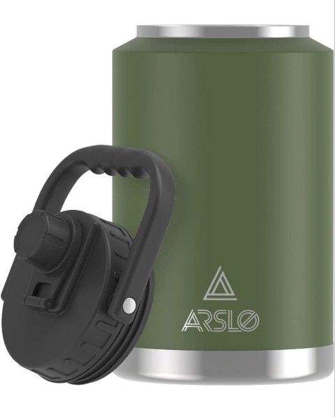 1 Gallon Vacuum Insulated Jug,Double-Walled 18/8 Food-grade Stainless Steel 128 Ounce Water Bottle,Hot/Cold Thermos Military Green