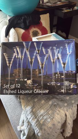 Etched liquer glasses