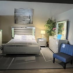 King Bed, Dresser, Mirror And Nightstand 