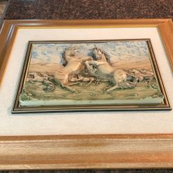 Beautiful Vintage Wild Horse Relief Art Piece By Creatinine Artistiche Made In Italy 