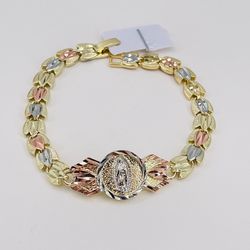 Pulsera virgen de Guadalupe oró laminado/Virgin of Guadalupe gold plated bracelet