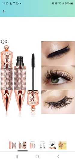4D Curl Black Mascara Eyelash Waterproof Unique Design Golden Color with Diamond Top Gift for Beautiful Lady  1 Piece