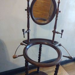 Victorian Wash Stand W/Mirror, Two Candle Holders