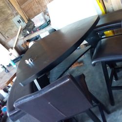 Kitchen Table Two Benches And Two Chairs Leather Very Nice