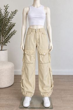 ZARA Women's Cargo Pants Beige Size 4 Utility Parachute