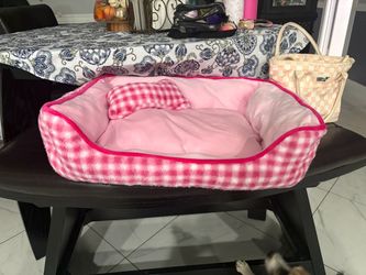 Pink dog bed
