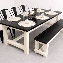 Farmhouse Dinning Set Solid Wood 