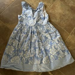 Girls Blue And White Flower Dress Size 7