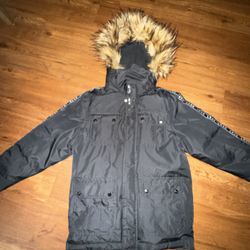 DKNY Boys' Faux-Fur-Trim Parka Jacket