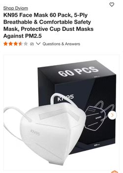KN95 Face Mask 60 Pack, 5-Ply Breathable & Comfortable Safety Mask, Protective Cup Dust Masks Against PM2.5