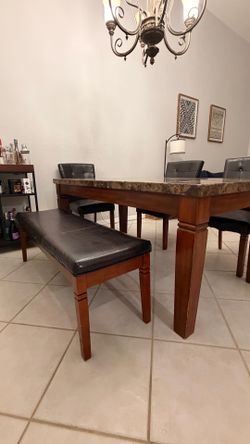 5 Piece Marble Dinning Table set w/ Bench