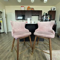 Set Of 2 Pink Barstools