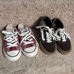 Basically Brand New Boys Vans And Converse Shoes Sz 12